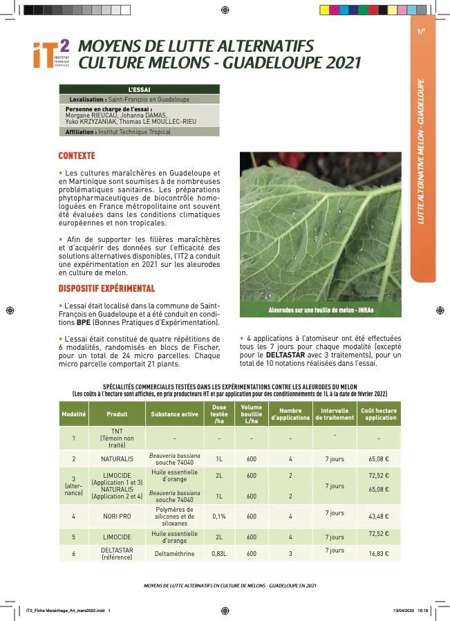 Moyens de lutte alternatifs – Culture Melons  (IT2_Fiche-Maraichage_A4_mars2022_HD)